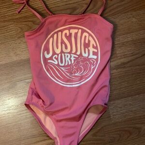 3/$15 Girls Justice Swim suit pink one piece size S small (7/8)